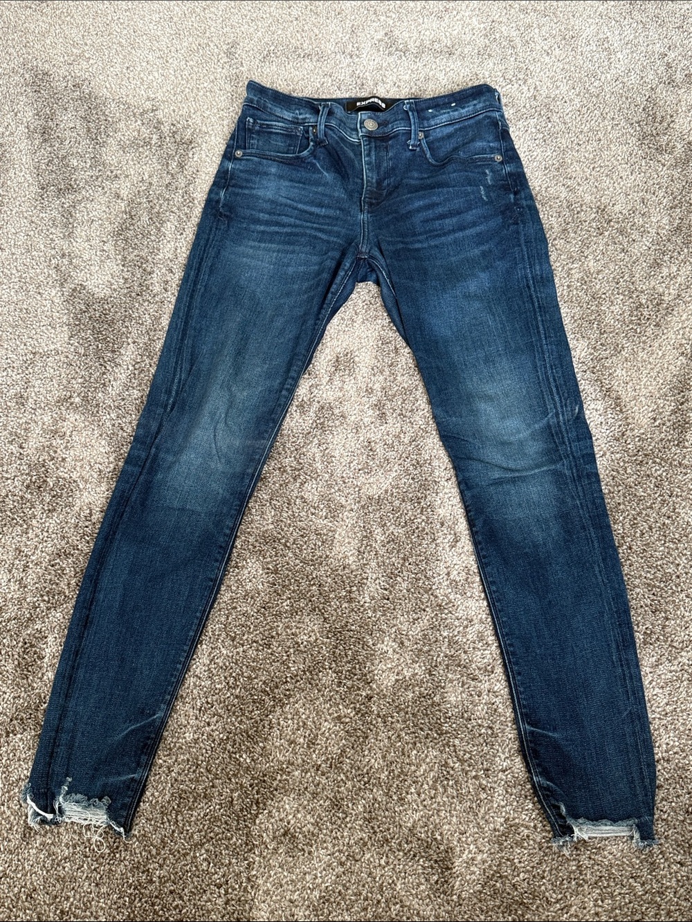 Women’s Dark Blue Stretch + Denim Perfect Ankle Leggings Mid Rise Jeans